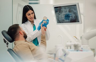 Man listening to dentist during consultation