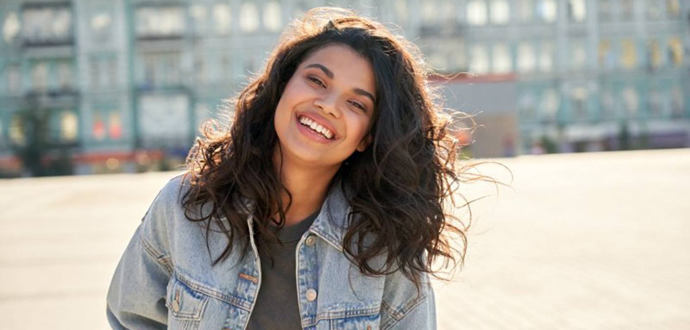 Lady shows pretty smile