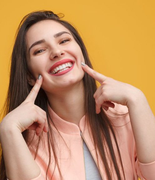 Lady shows off pretty smile