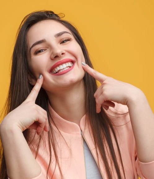 Lady shows off pretty smile