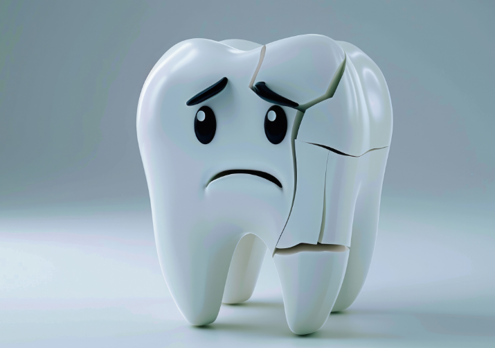 3D image of a sad, broken tooth